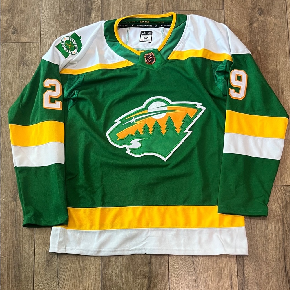 NHL Green Yellow White Minnesota Wild Style Hockey Jersey